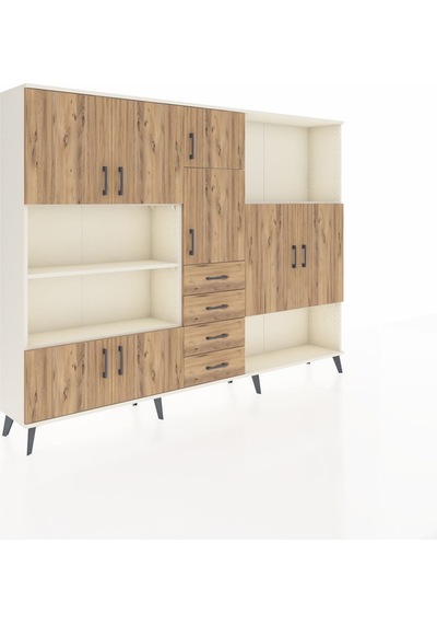 Arges Dolap 10 Raflı 4 Çekmeceli 8 Kapaklı 220x30x163 Aytaşı-çam Aytaşı-çam