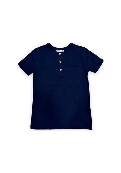 Woo Rage Erkek Çocuk Pamuklu İnce Üç Düğmeli Basic Tshirt-12963-siyah Siyah