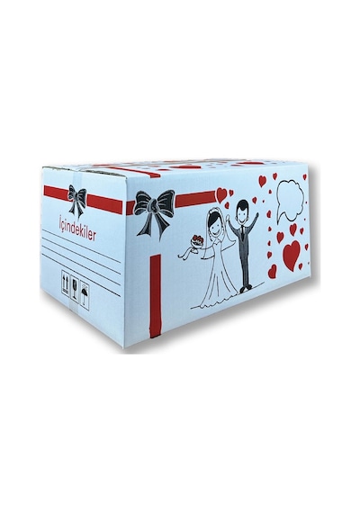 İsim Etiketiyle Beraber - 60x38x30 Sağlam İsim Kutucuklu Baskılı Gelin Çeyiz Kolisi Çift Oluklu 3 Adet Diğer