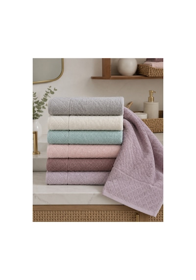 Gonca Kristal Desenli Renkli Havlu 50x90 Cm 6 Lı Set %100 Pamuk - Çok Renkli