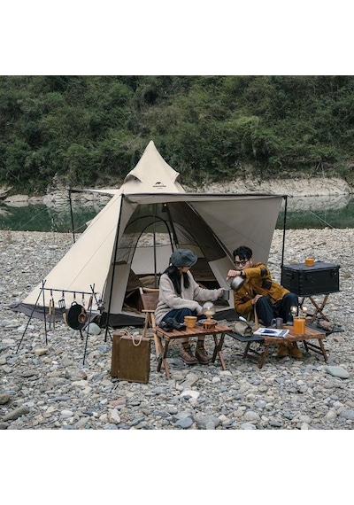 Naturehike Ranch 4 Kişilik Piramit Lüks Kamp Çadırı Bej