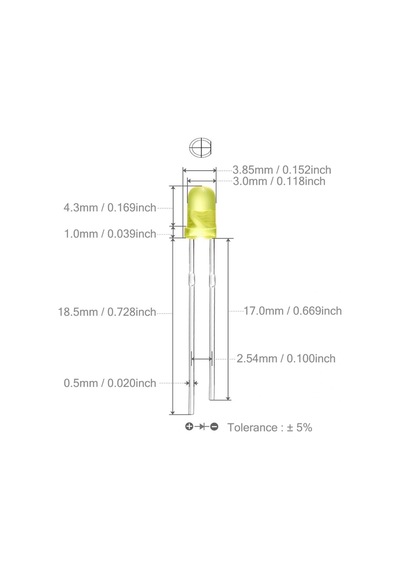 3mm Led Sarı Diyot Diffused 1 Adet