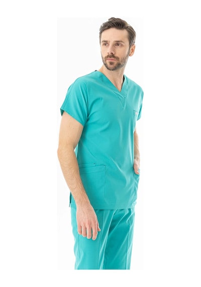 Likra Yarasa Kol Doktor Hemşire Forması Turkuaz Lyrs1017 Turkuaz