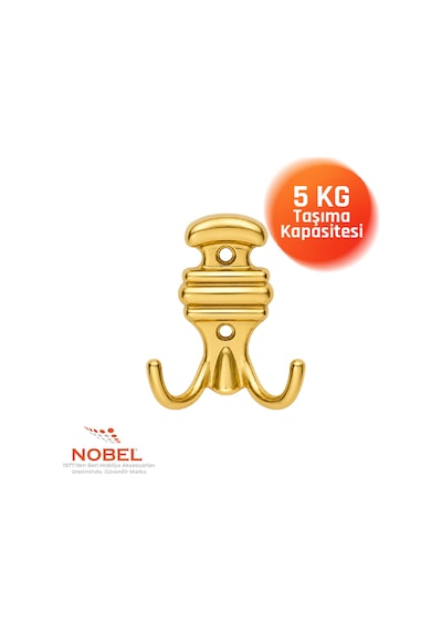 Kemerli Askı, Metal Vestiyer Askısı, Altin, Duvar Ve Dolap Askılığı 5'li Set Vidalı Altın