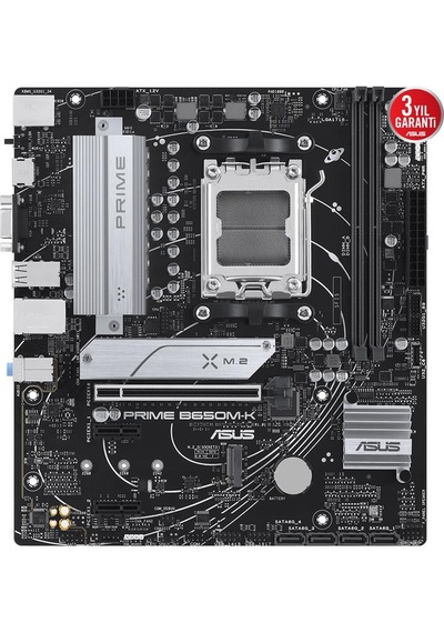 Asus Prıme B650m-k Ddr5 6400mhz 1xvga 1xhdmı 2xm.2 Usb 3.2 Matx Am5 Amd Am5 9000/8000/7000 Serileri