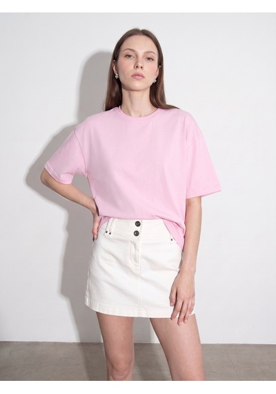 Dilvin 31017 %100 Pamuk Basic T-shirt-toz Pembe