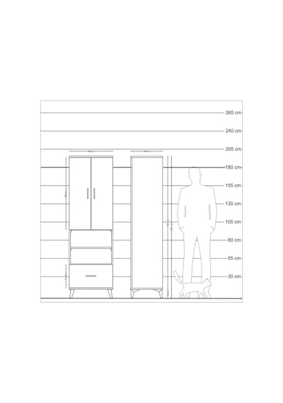 Hyperion Dolap 3 Raflı Tek Çekmeceli Tek Askılı 60x44x195 Aytaşı-çam Aytası