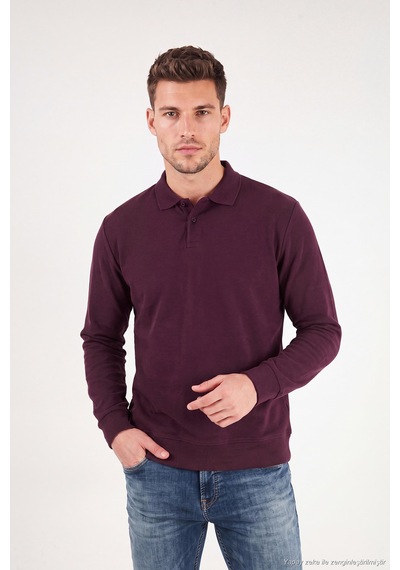 Buratti Pamuklu Regular Fit Yumuşak Dokulu Düğmeli Polo Yaka Kazak Erkek Polo Yaka Kazak 5906103 Bordo