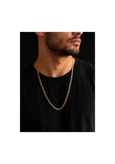 Çelik Renk Atmaz Zincir Kolye 55cm 7mm Altın - 908989976 Altın