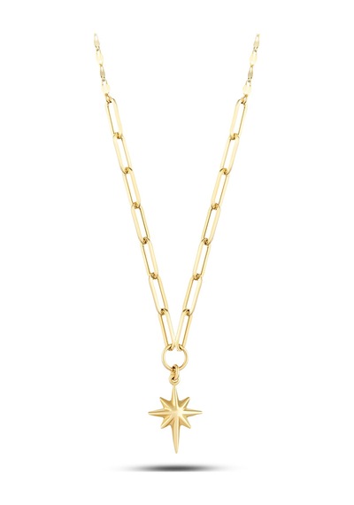Debora Jewelry 14 Ayar Altın Ataç Zincirli Kutup Yıldızı Kolye