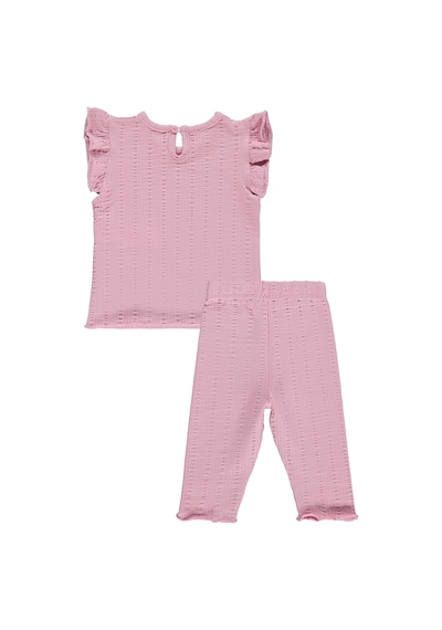 Civil Baby Çizgi Raporlu Papatya Düğmeli 6-18 Ay Takım - Pembe