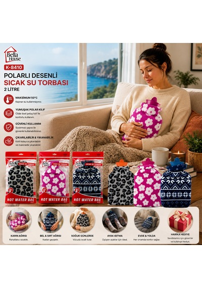 Polar Kılıflı Termafor Sıcak Su Torbası 1800 Ml 5691 Açık Gri