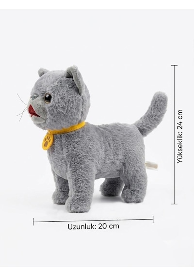Sevimli Kedi Uzaktan Kumandalı Sesli Miyavlıyan Dil Çıkaran 5 Fonksiyonlu Oyuncak Peluş Hayvan Çok Renkli