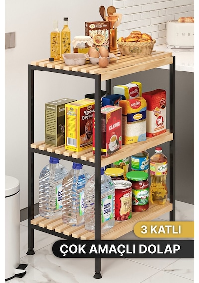 Çok Amaçlı Dolap Mutfak Bangosu Mikrodalga Fırın Rafı Sofra Servis Sunum Düzenleyici Organizer 3 Kat