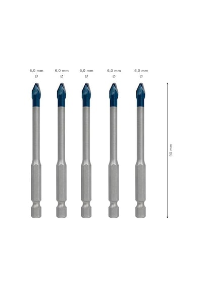 Professional 5 Parça Expert Hex-9 Hardceramic Matkap Ucu Seti Sert Fayanslar, Ø 6 Mm, Aksesuar Döner Matkap/vidalamalar