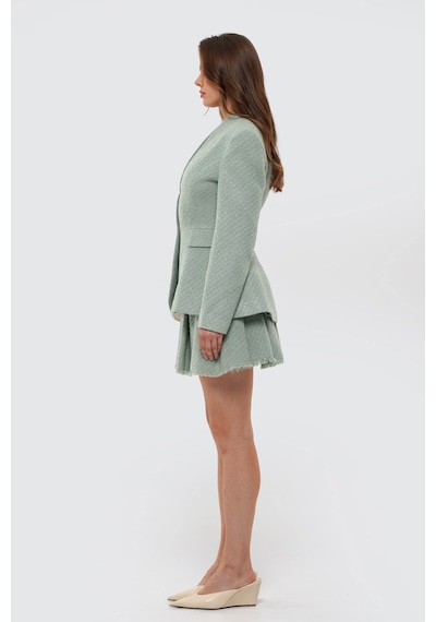 Thalure Kadın Mint Yeşili Yakasız Tüvit Blazer