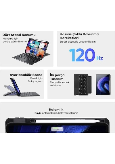 Dux Ducıs Samsung Galaxy Uyumlu Tab S9 + Ayrılabilir Bluetooth Klavye T