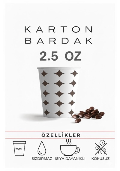 2.5 Oz 70-75 Ml Karton Bardak, 100 Adet , Tadım Bardağı, Kahve, Espresso Bardağı, Zemzem Bardağı 100