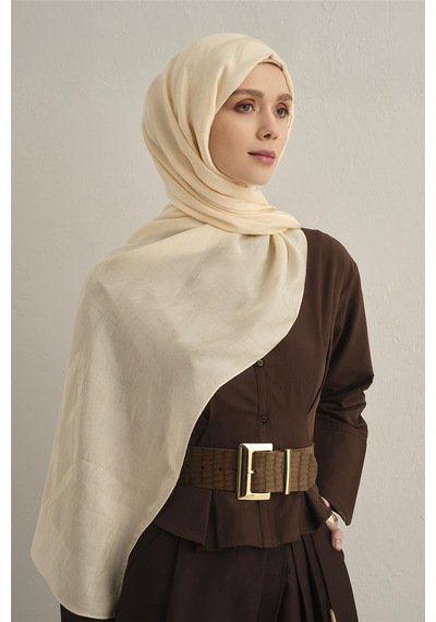 Armine Lyocell Naia Zikzak Desen Şal 1- 60 Krem