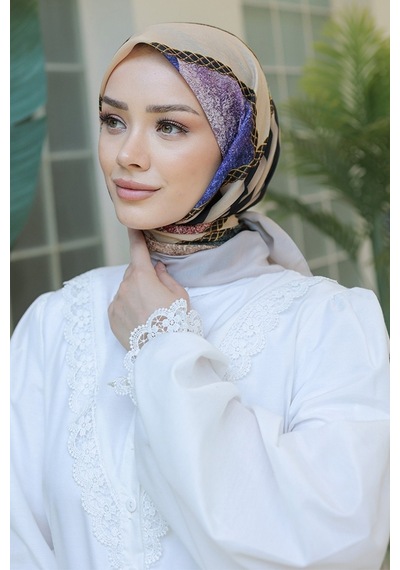 Bestenur Jayla Desenli Soft Eşarp 1010 - Taş