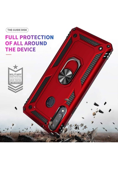 Samsung Galaxy A20s İçin Kılıf Military Ring Holder Siyah Galaxy A20s İle Uyumlu Kılıf - Siyah