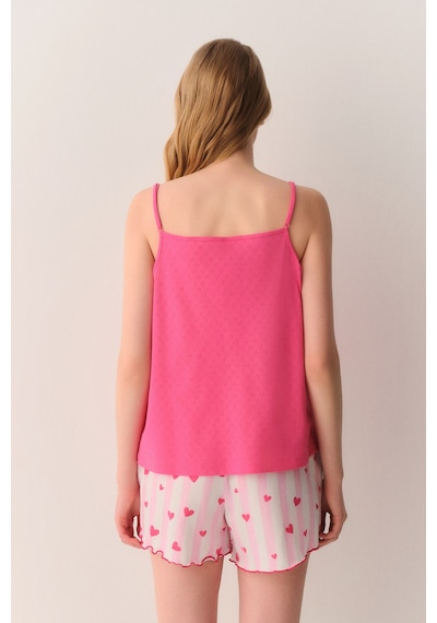 Suwen Cherry Pamuklu Atlet Şort Pijama Takımı Sh26601667334 Pembe