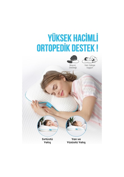Viscofoam Kelebek Boyun Destekli Ortopedik Yastık Visco Yastık 55x46x13cm