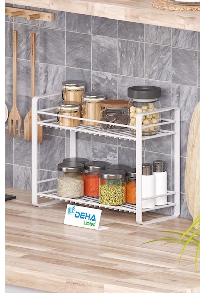 Masa Tezgah Üstü Düzenleyici Metal Organizer Raf Banyo Mutfak Rafı Baharatlık Makyaj Standı