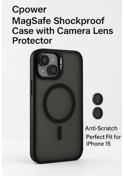 Apple Uyumlu iPhone 15 Kılıfı, Kaliteli Kamera Lens Koruyucu Dahil, Magsafe  Darbe Dayanaklı, 3 Renk Siyah