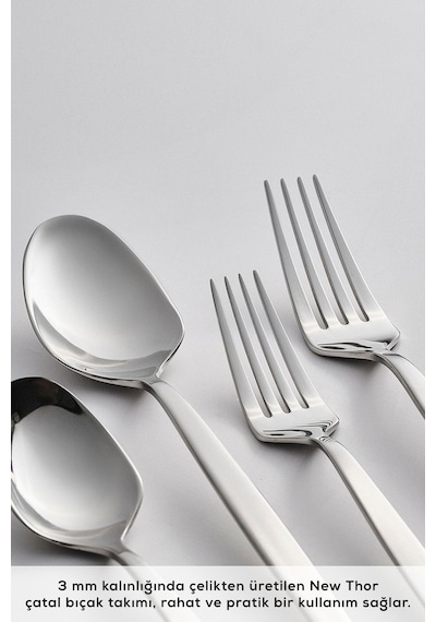 Karaca  Elegance New Thor V2 Platin 12 Kişilik 84 Parça Çatal Kaşık Bıçak Takımı