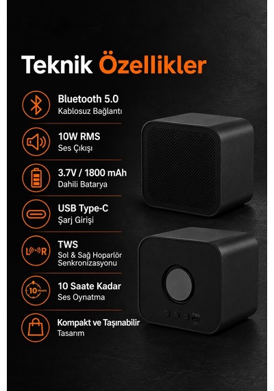 Dexim Sc-836 Kare Bluetooth Hoparlör - Siyah