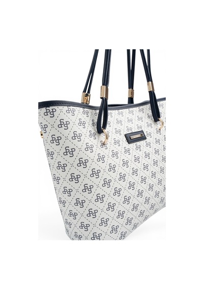 Silver & Polo Silver Polo Beyaz - Lacivert Monogram Kadın Omuz Çantası Sp1282