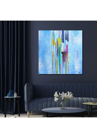 Soyut Kabarma El Yapımı Yağlı Boya Tablo 95x94cm