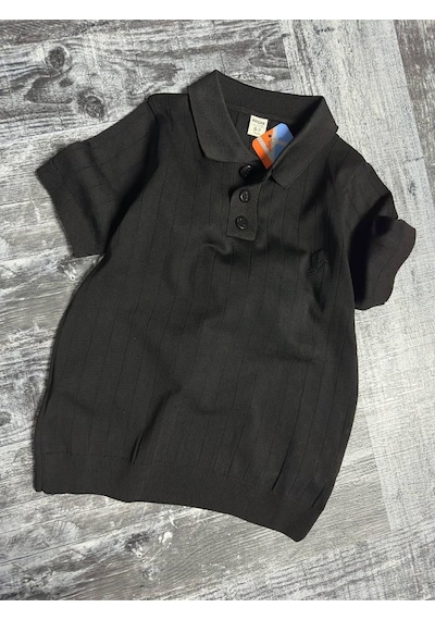 Miniğimin Cicileri Erkek Çocuk Triko Polo Yaka Tişört - Siyah