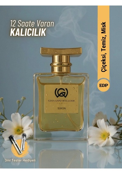 Sükûn Lüks Kadın Parfüm Temiz Ferah Sexy Etkileyici Beyaz Çiçek, Kaşmir, Amber, Misk Amber - Odunsu