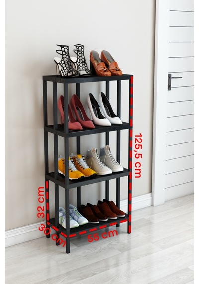 Scaffale 4 Banyo Rafı, Plastik Kitaplık, 4 Raflı Organizer, Banyo Rafı, Bahçe Balkon Organizeri Siyah Scaffale 4 Banyo Rafı, Plastik Kitaplık, 4 Raflı Organizer, Banyo Rafı, Bahçe Balkon Organizeri Siyah