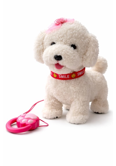 Smile Tasmalı Sevimli Yürüyen Köpek Beyaz