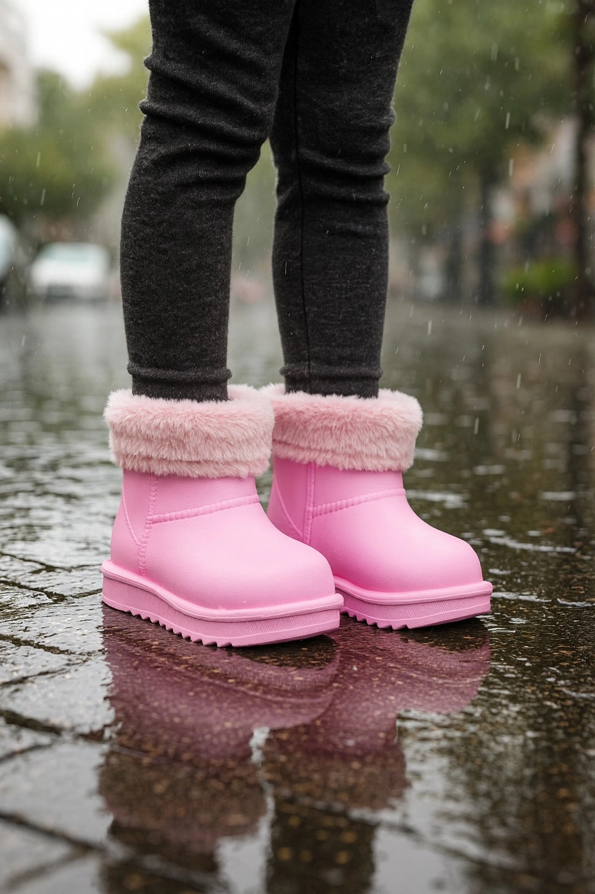 Minibonito Su Geçirmez İçi Kürklü Kız Çocuk Eva Yağmur Kar Botu Pembe