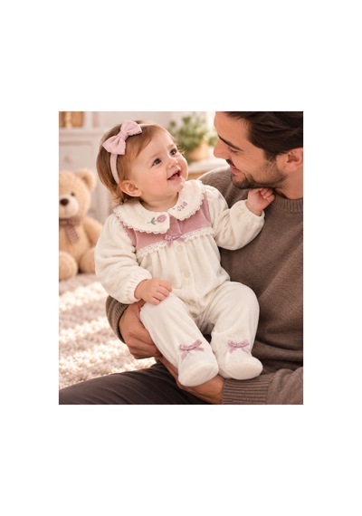 Messlife Dantel Detaylı Pudra-beyaz Kız Bebek Tulumu Ekru - 929694019 Ekru