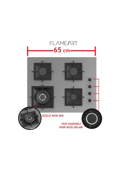 Ferre Flowart Serisi Gri Ankastre Set SC408-WFA - QBL63CPR - D079