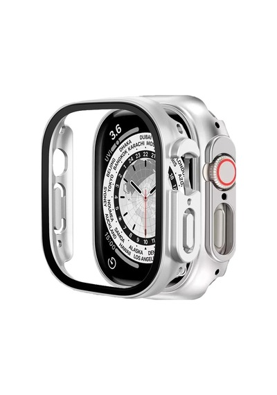 Binano Apple Uyumlu  Watch Ultra 49mm Sense Kasa Ve Ekran Koruyucu Gümüş