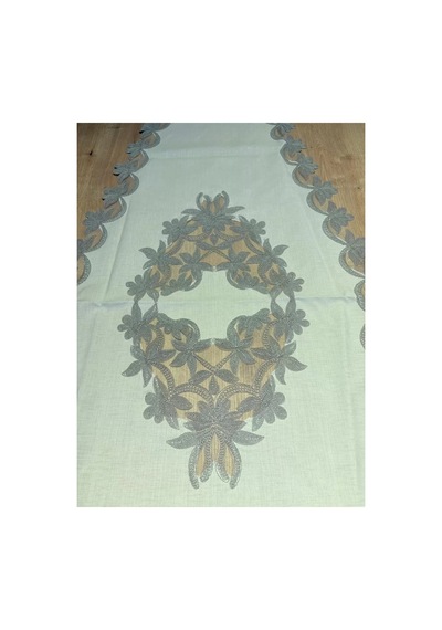 Salon Takımı Çeyizlik Kreme Gri Runner Set 5 Parça Keten Ranır Masa Konsol Sehpa Örtüsü Helena Bzckh1963 Çok Renkli