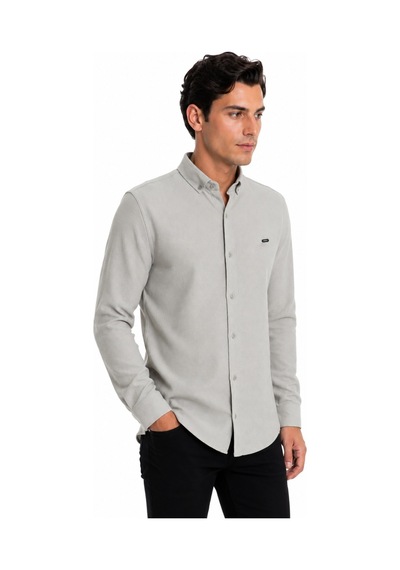 Foterman Erkek Spor Slim Fitt Uzun Kol Gömlek Bgl-st05438 Açık Gri