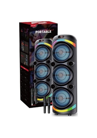 Büyük Boy Çift Kablosuz Mikrofonlu Bluetooth Hoparlör Kablosuz Speaker 3x8inç