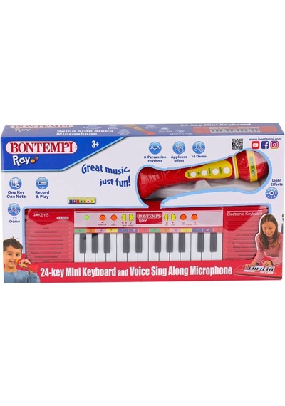 4002120 Elektronik Mikrofonlu Org 24 Tuş Kırmızı -sunman