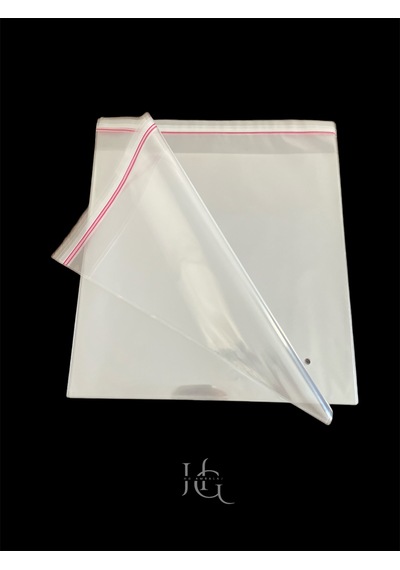 Hg Ambalaj 50 Adet 30x35 Cm Bantlı Yapışkanlı Şeffaf Opp Jelatin Poşet Torba, Şeffaf Poşet 30x30+5