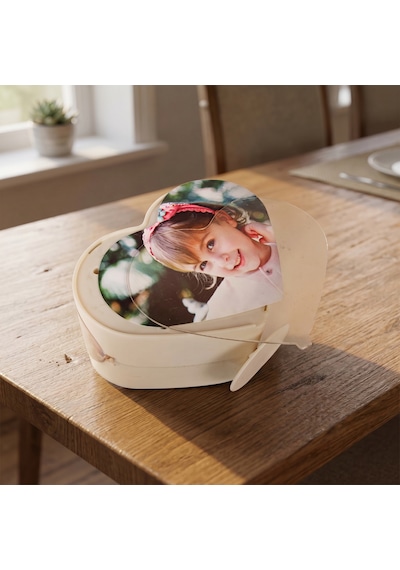Kalpli Dönen Fotoğraf Çerçevesi 4 Resimli Çocuklara Doğum Günü Hediyesi 12x14 Cm Beyaz