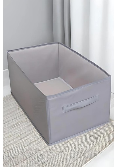 2 Li Pantolon Kazak Düzenleyici Set, Elbise Kıyafet Çamaşır Saklama Kutusu Mukava Destekli 40x25cm Gri