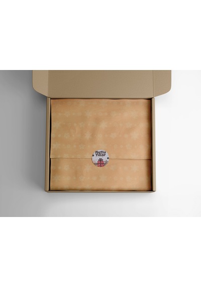 Kraft Hediye Paketleme Kağıdı, Kar Tanesi Desenli Ambalaj & Paket Kağıdı, 70x100 Cm - 10'lu Paket