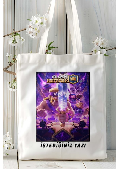 Art Hediye Clash Royale Mobil Oyun Baskılı Bez Çanta Omuz Çantası Çift Tafaflı Baskı Kişiye Özel 9 Çok Renkli